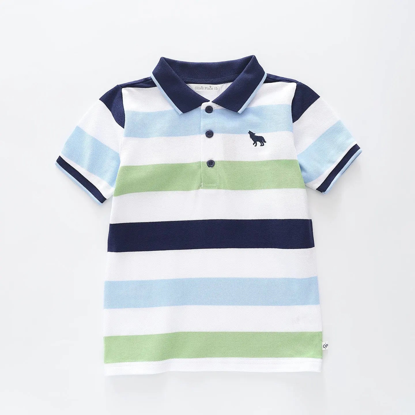 Blue and Green Striped Polo