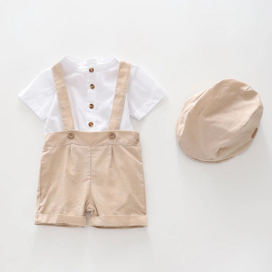 Boy's Oatmeal And White Occasion Set