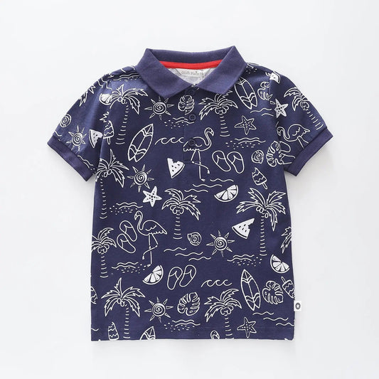 Tropical Print Polo T-shirt